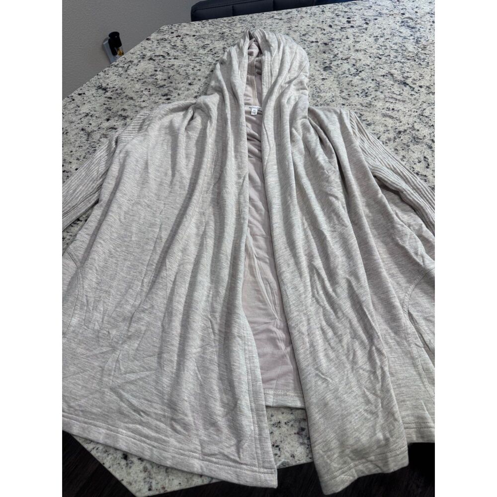 Splendid Super Soft Hooded Open Front Cardigan Oatmeal Taupe